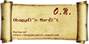 Obagyán Marót névjegykártya